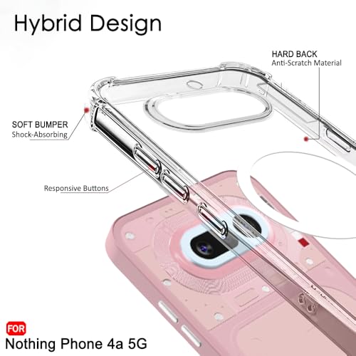 Image of TheGiftKart Shockproof Ultra-Hybrid Back Cover Case for Nothing Phone 4a 5G Compatible with MagSafe | 360 Protection | Crystal Clear Hard Back Cover Case for Nothing Phone 4a 5G (Transparent Bumper)
