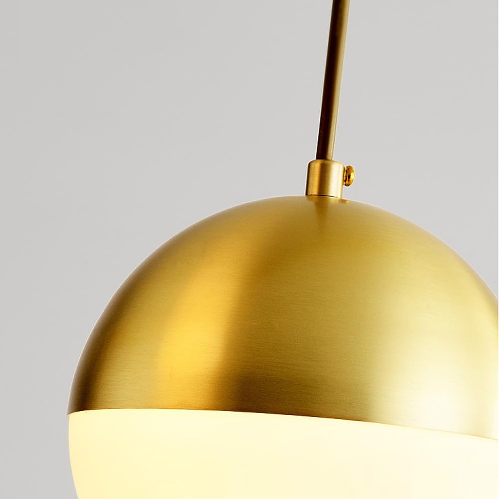 Lámpara Colgante de Grupo de 3 Luces, lámpara de araña para Mesa de Comedor, iluminación de Techo, Globo de Cobre, lámpara Colgante de Bola de Cristal Blanco, lámparas Colgantes para Isla de