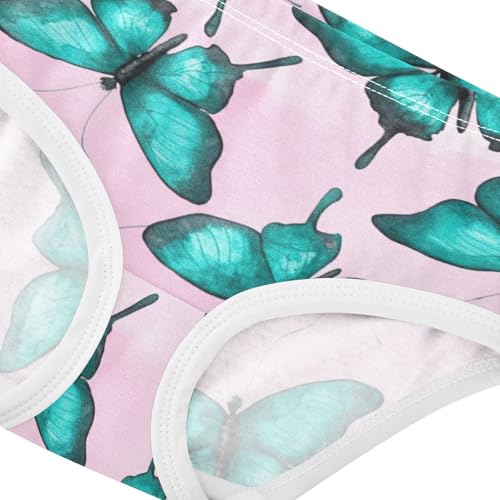 Turquoise Butterflies Pink Toddler Underwear Floral 2t Cotton Panties for Girl Artistic Briefs Underpants4