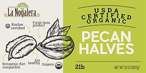 La Nogalera Organic - USDA and CCOF Certified Organic Shelled Pecan Halves in 2 pound bag. Pecan nut halves, NO SHELL, Non-GMO, Kosher and Halal Certified and Ketogenic friendly - Thumbnail 7