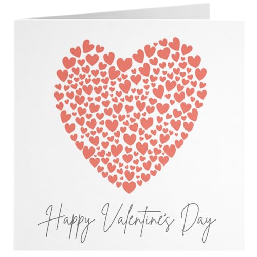 Red Hearts Valentines Card - premium Valentine's Day Cards for wife, husband, girlfriend or boyfriend in plastic free packaging