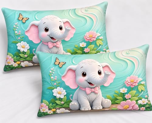 Image of 7D Digital Printed King Size Bedsheet | 240TC Premium Cotton Feel Microfiber with 2 Pillow Covers | Soft Breathable & Wrinkle Free Bedding Set | (Blue Elefant, King Size-225x250CM)