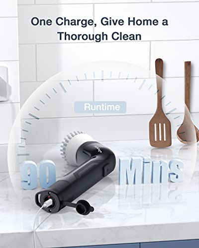 Labigo Electric Spin Scrubber, Cordless Spin Scrubber With 4 Replaceable Brush Heads,2 Adjustable Speeds, Power Cleaning Brush For Bathroom Car Tile Grill Black #TOP3