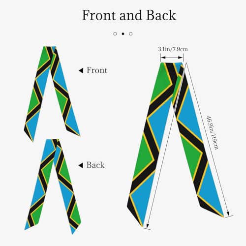 Tanzania Flag Printed silk scarf 46.9x3.1 inches, light, soft and warm shawl2