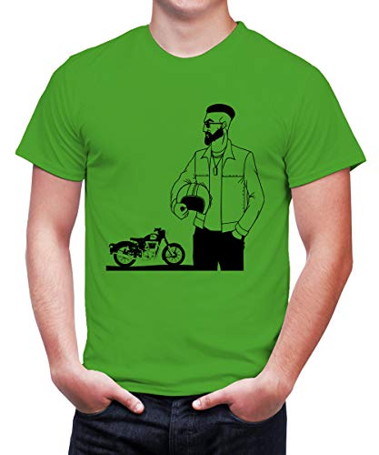 Image of Caseria Men's Cotton Printed T-Shirt -Bike Man | 100% Cotton | Half Sleeves | Regular Fit | Printed | Round Neck | Graphic T Shirt