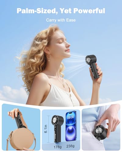Image of AMACOOL Handheld Fan with Ice Cooler, Mini Portable Fan Rechargeable, 18Hrs Cooling, 0-100 Adjustable Speed, Small Yet Powerful, Personal Hand Fans for Travel, Beach, Outdoor, Makeup, Gifts for Women