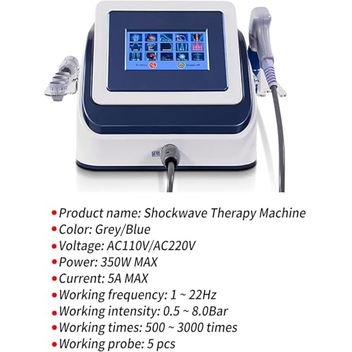 Focused Shockwave Therapy Machine, dispositivo de terapia de ondas de choque de 0.5-8 Bar para alivio del dolor muscular con 5 cabezales de masaje y cable de mango, azul miniatura 4