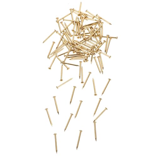 SWETRACE Clavos de Latón Dorados 100 Piezas Cabeza Redonda para Muebles de 1,2x15mm, Función de Sujeción Fácil de Instalar para Bricolaje y Decoración del Hogar