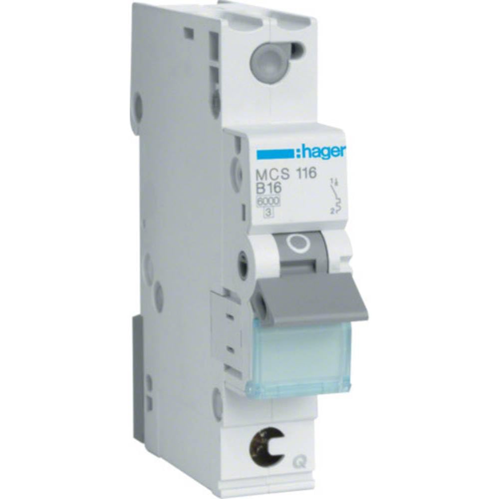 Hager MCS116 Circuit Breaker 1-Phase 16A 230V 63A Busbar IP2X VDE