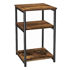 VASAGLE Tavolino da Divano, Tavolino a 3 Livelli, Comodino con Struttura in Acciaio, per Soggiorno, Camera da Letto, Studio, Marrone Vintage e Nero Inchiostro LET273B01