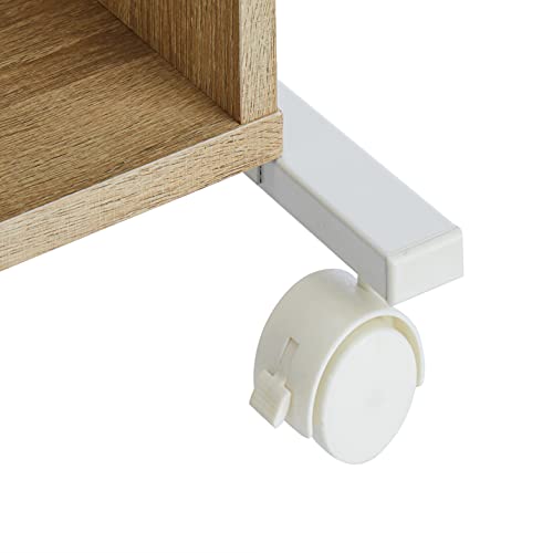 Amazon Basics Adjustable Standing Mobile Laptop Storage Shelves, Vertical, Natural Cart, 21.65"D X 15.7"W X 40"H #TOP3