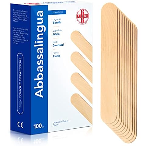 AIESI® Holzspatel Mundspatel Zungenspatel aus holz einweg NICHT STERIL (Packung mit 100 stück) Cover