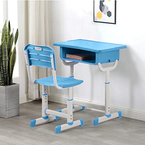 Liraly Kids Study Desk and Chair Set, Height Adjustable Children Desk, with Bookstand and Drawer, Ergonomic Student Writing Desk for Studying