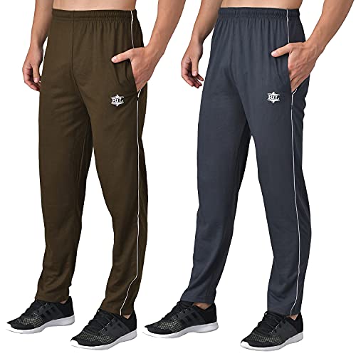 Image of eKools� Plain Trackpants for Men | Plain Trackpants | Basic Trackpants | Two Side Pockets with One Zip Pocket for Phone | 100% Cotton | Men's Trackpants (Pack of 2)