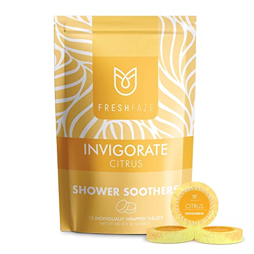 Fresh Faze Citrus Shower Steamer - Made From Organic Essential Oils - Relaxing Self-Care, Aromatherapy And Bath Supplies - Zesty And Fresh Scent For Stress Relief - 15 Tablets In Individual Wrapping #TOP7