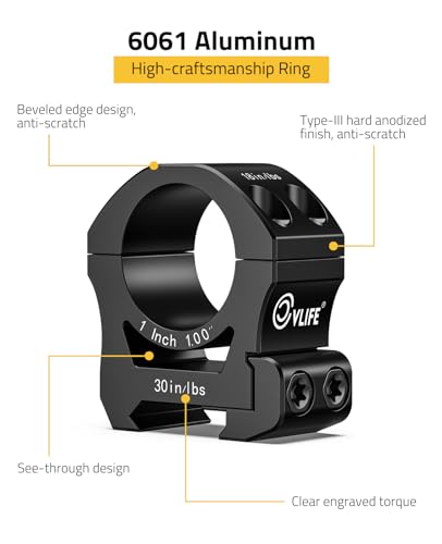 Image of CVLIFE Precision Scope Rings Mount - Compatible with Picatinny Rails and More - 2 Pieces