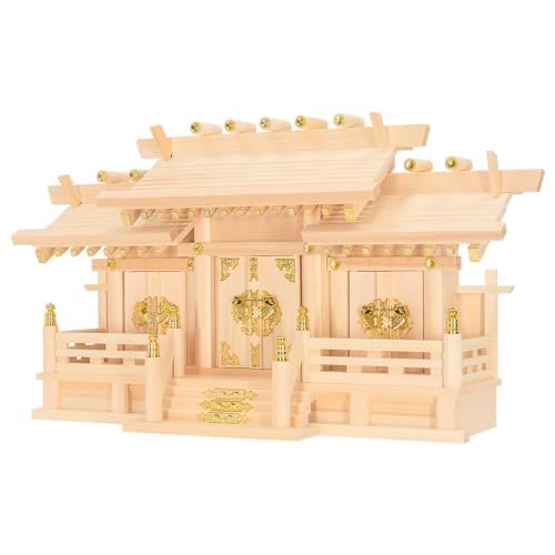 神棚の匠 神棚 新寸屋根違い三社 中 ひのき 国産 日本製 三社宮 御神札 御札 モダン コンパクト シンプル おしゃれ 高さ36cm×幅54cm×奥行き21cm 開業 会社 新築 事務所 神棚単品 中サイズ