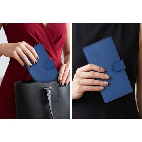 Image of Oak Leathers Checkbook Cover Slim Minimalist For Men with RFID Blocking Credit Card Holder Wallet (Royal Blue)