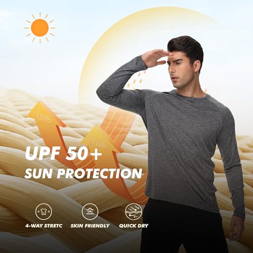 3 Pack Long Sleeve Shirts for Men - Quick Dry Moisture Wicking UV UPF Sun Protection T-Shirts for Casual Workout Fishing2