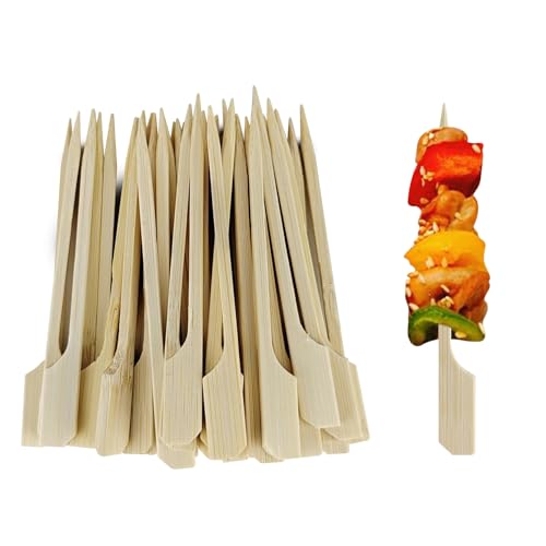 30 Pcs Bamboo Skewers, 3.5 Inch Flat Toothpicks for Appetizers Fruit Grilling Cocktail Sandwich