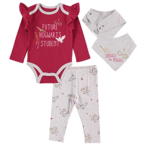 Image of Harry Potter Infant Baby Girls One Piece Bodysuit with Pull-on Pant and Matching Accessory Set