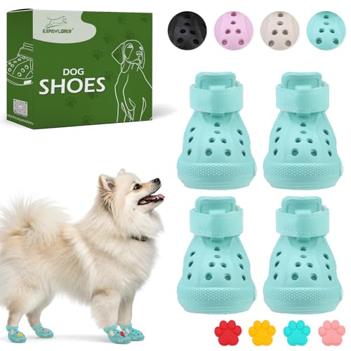 Dog Shoes for Hot Pavement - Non-Slip Summer Dog Booties for Small Medium Large Dogs, Reflective Pet Boots & Paw Protectors, Easy ON & Off, Waterproof and Easy-Clean for Beach Outdoor (Aqua Green, S)