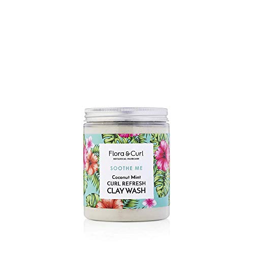 Flora & Curl Refresh Clay Wash Coconut Mint for Kinky and Curly Natural Hair 7.05 fluid-oz