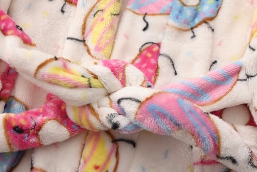 Image of Girls Soft Fleece Robes Plush Hooded Bathrobes Sleepwear for Kids 2-16 Years