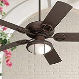 52' Orb Indoor Outdoor Ceiling Fan with Light LED Oil Rubbed Bronze Frosted Glass Wet Rated for Patio Porch - Casa Vieja