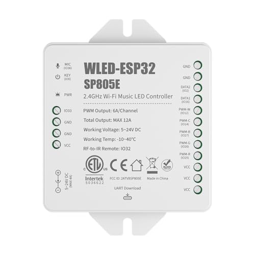 BTF-LIGHTING SP805E WLED LED Controller ESP32 with Mic WiFi APP Control