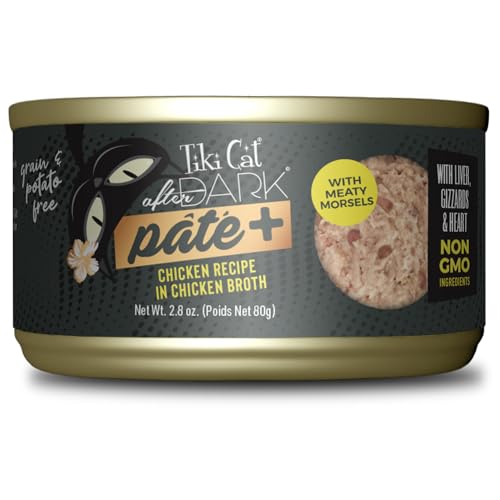 Image of Tiki Cat After Dark Pate+ Wet Cat Food, Chicken, 2.8 oz. Can (Pack of 12)
