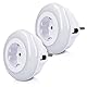 kwmobile 2x LED Nachtlicht Zwischenstecker - 2er Set Schlummerlicht mit Dämmerungssensor und 3 Farben - Steckdosenlicht Stecker für Kinder Babys