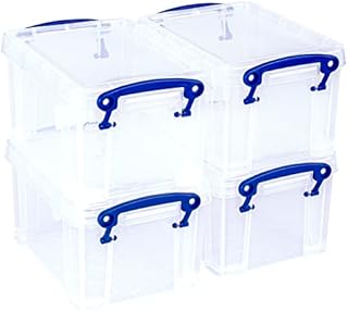 Really Useful Box 1.6 Litre Plastic Storage Box Clear (Pack of 4)