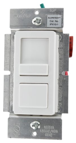 Leviton IPX10-10Z IllumaTech 1000VA, Preset Electronic Mark 10 Powerline Fluorescent Slide Dimmer, Single Pole and 3-Way, White/Ivory/Light Almond