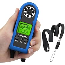 Handheld Anemometer, MINI Digital Wind Speed Meter Gauge for Air Flow Velocity cfm Measuring Device, Wind Temperature Test for HVAC Outdoor Sailing Shooting Drone Flying 816B