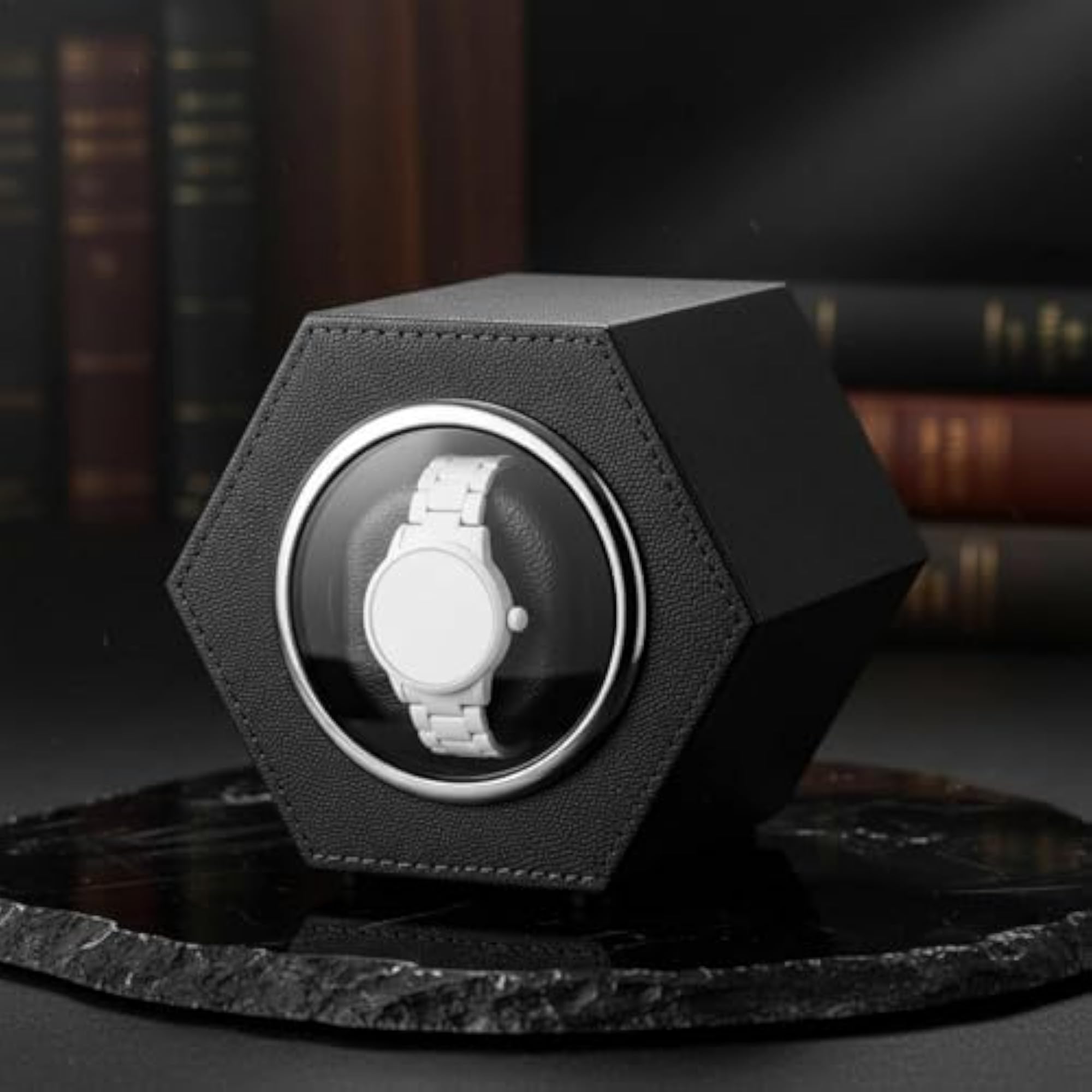 Single Timepiece Rotator Box with Two Rotation Modes, Stackable Design