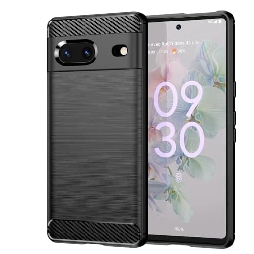 Capa para celular Google Pixel 7 (incluindo duas Película protetora temperada) capa macia anti-queda com case borda elástica -Preto