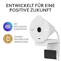 Logitech Brio 300 1080p Webcam, Webcam für Streaming, USB-C, Bianco | Desktop-Webcam mit Sichtschutz, Mono-Mikrofon mit Rauschunterdrückung, automatische Lichtkorrektur, Webcam für Laptop – Ansicht 9