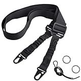 Azarxis Rifle Gun Sling Two Point Adjustable Traditional Sling Tactical Strap with Metal Hooks Length Adjuster for Shotgun Crossbow Hunting Shooting Outdoor (Black)
