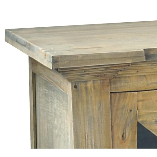 HomeStock Solid Wood Credenza with Glass Doors - 71\" Sideboard Buffet Cabinet - Display Storage Cabinet - Fully Assembled