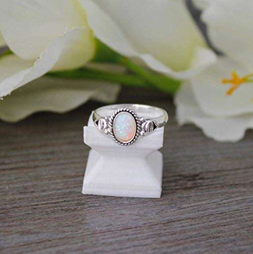 Natural Oval Opal Gemstone Sterling Silver Minimal Design Stackable Ring for Women, Bezel Set Ring, White Bridesmaid Rings
