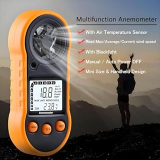 Digital Anemometer,Handheld Wind Speed Meter,Air Flow Velocity Meter for Measuring Wind Speed/Temperature with Backlight LCD,for Shooting, HVAC, Drone Flying,Windsurfing, Sailing, Surfing, Fishing