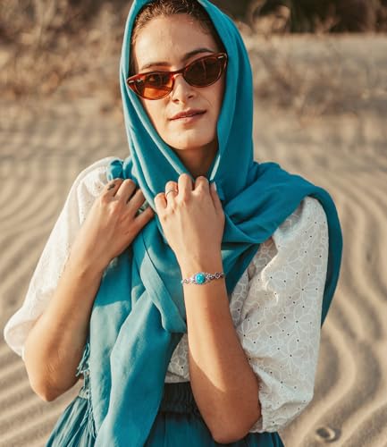 Genuine Turquoise Moonstone Onyx Bracelet for Women Native American Adjustable Boho Style 925 Sterling Silver Western Jewelry 6.5 to 7.5 Inch3