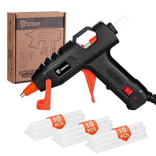 DEKOPRO Pistola Colla a Caldo: 20W Pistola Colla Calda con 30 Colla Stick, per Fai da Te, Arte, Scuola, Imballaggi, Riparazioni su Legno, Tessuto, Plastica e altro Ancora- Nero-Arancione