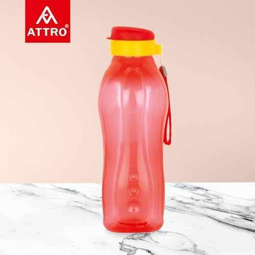 Image of ATTRO Prime Drinkware Plastic Water Bottle,Leak-Proof-Set of 3-Red-1.5L