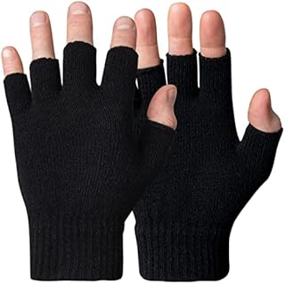 DOVORTEX fingerless gloves for men and women | winter knitted mens fingerless gloves thermal with soft Lining | insulated knit thermal fingerless gloves men