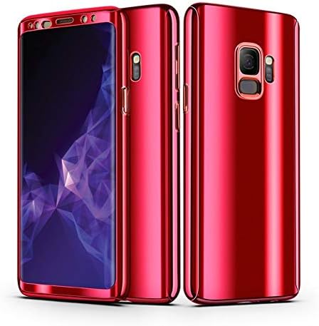 AIsoar Compatible/Replacement fit Galaxy S8 / S8 Plus Case + Screen Protector Cover 2 in 1 360 ° Full Body Protection PC case Ultra Thin Hard Plating Shockproof Protective (red, Galaxy S8)