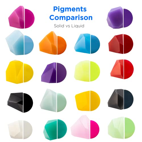 Rolio Pigments Resin Liquid Pigment Solid Colors - 18 Vibrant Colors for Epoxy Resin, Painting, DIY Art, Jewelry Making, Crafts Decorations, Garment Accessories - 0.33 oz/10 ml Each