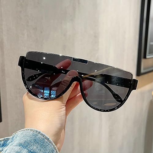 Image of Oversized Sunglasses Women Men Luxury Big Frame Mask Glasses Goggle Flat Top Clear Eye Protection Glasses Shade UV400