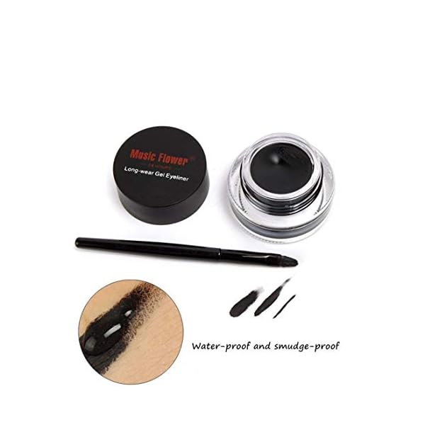 2 in 1 Black and Brown Gel Eyeliner Set Water Proof Smudge Proof, Last for All Day Long, Work Great with Eyebrow, 2 Pieces Eye Makeup Brushes Included